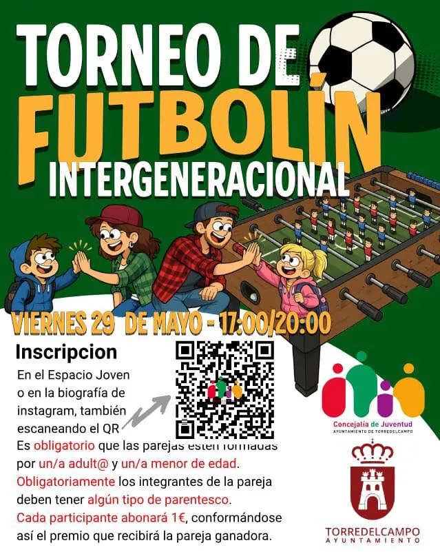Torredelcampo organiza un torneo de futbolín intergeneracional el 29 de mayo