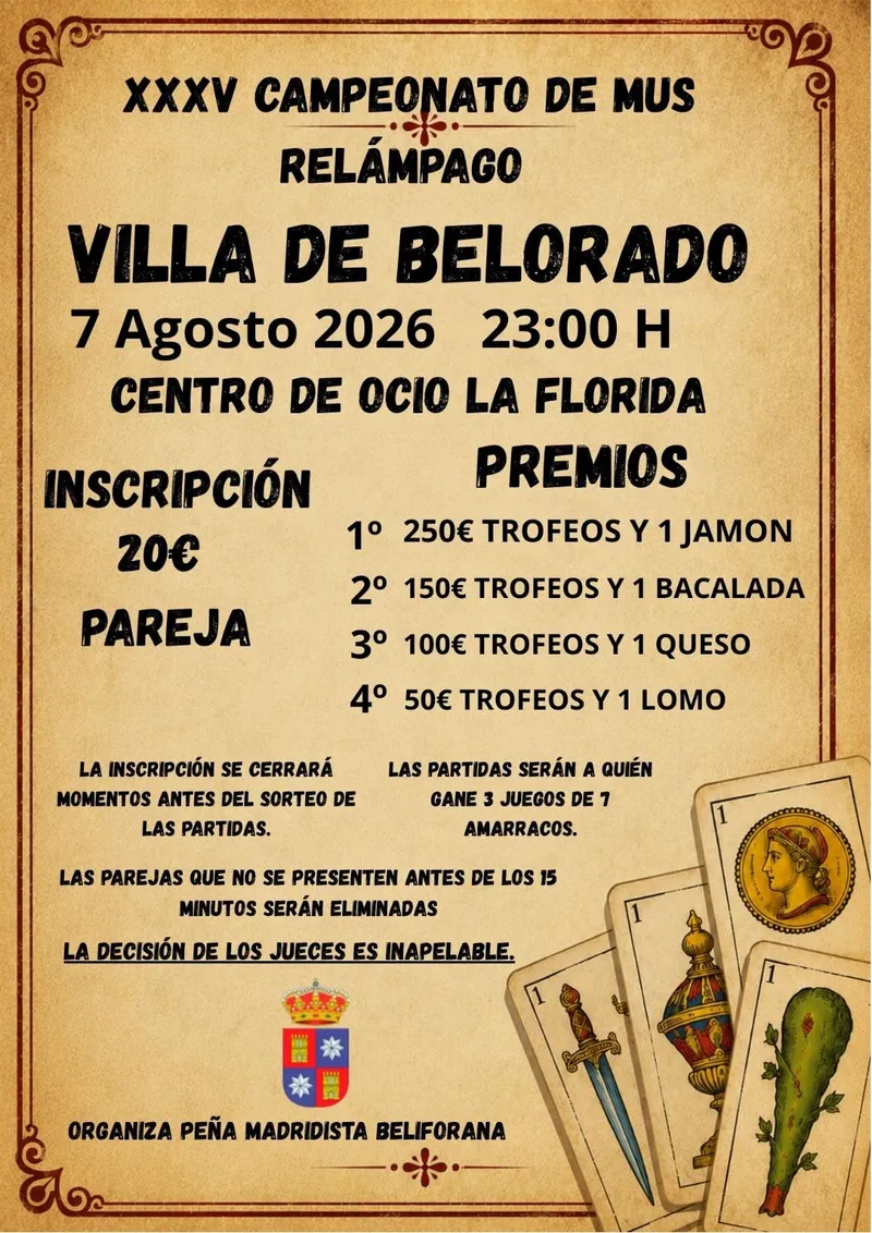 Belorado celebra el XXXV Campeonato de Mus Villa de Belorado el 7 de agosto