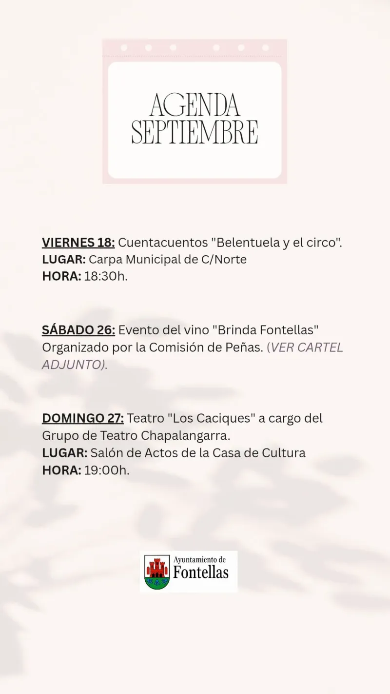 Fontellas programa eventos culturales para finales de septiembre