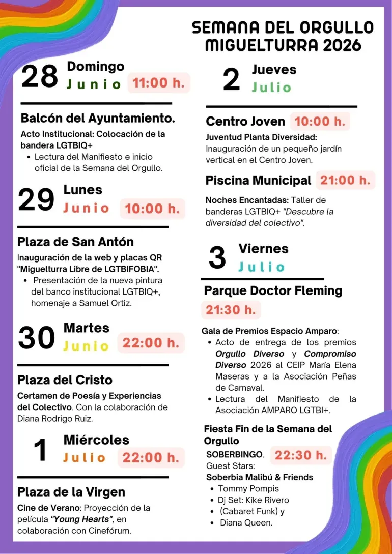 Miguelturra celebra la Semana del Orgullo con un programa diverso de actividades
