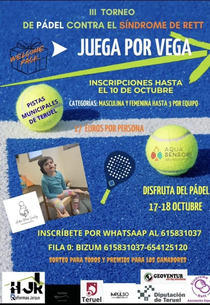 Teruel celebra la III edición del Torneo de Pádel Solidario 'Juega por Vega' contra el Síndrome de Rett
