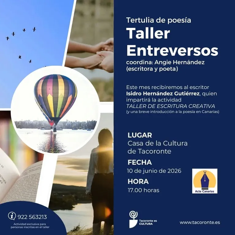 Taller literario 'Entreversos' gratuito en la Casa de la Cultura de Tacoronte