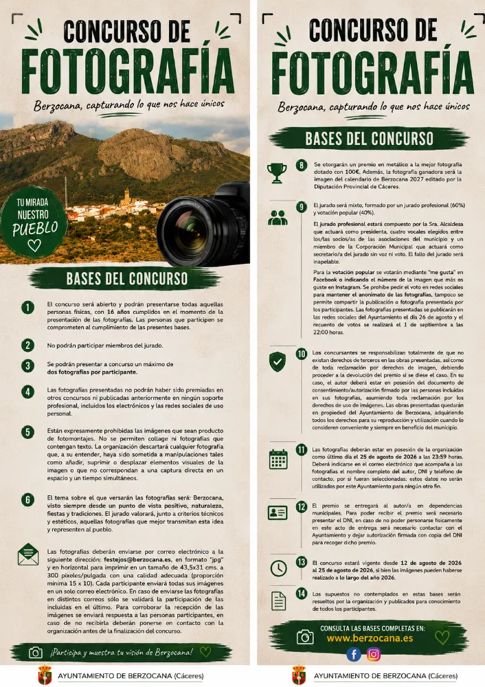 Berzocana lanza el Concurso de Fotografía 2026 para capturar la esencia del municipio