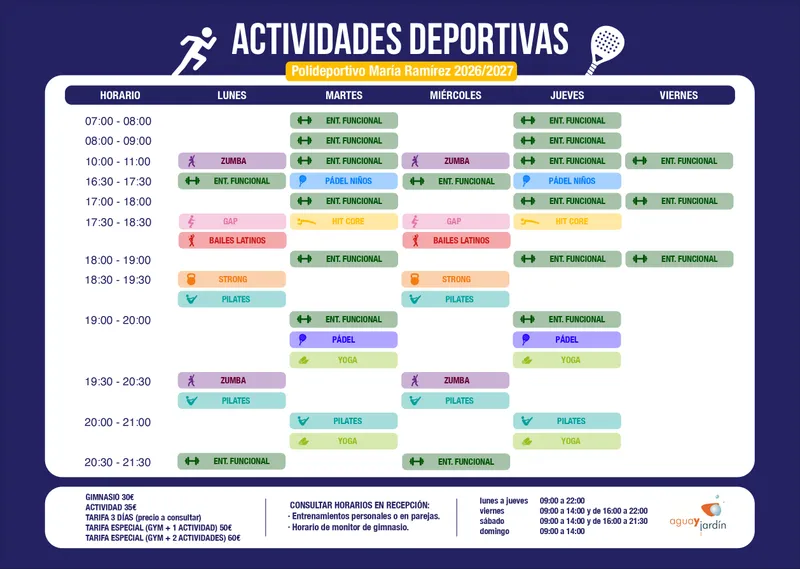 El Polideportivo María Ramírez de Navarrete inicia sus actividades deportivas para la temporada 2026/2027