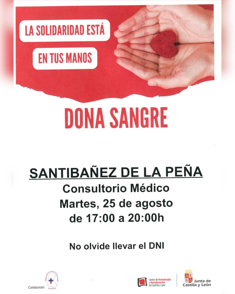 Santibáñez de la Peña convoca a donar sangre el 25 de agosto