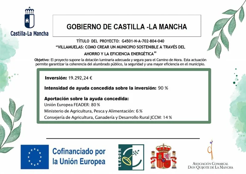 Villamuelas mejora la seguridad y eficiencia energética con nueva iluminación en el Camino de Mora