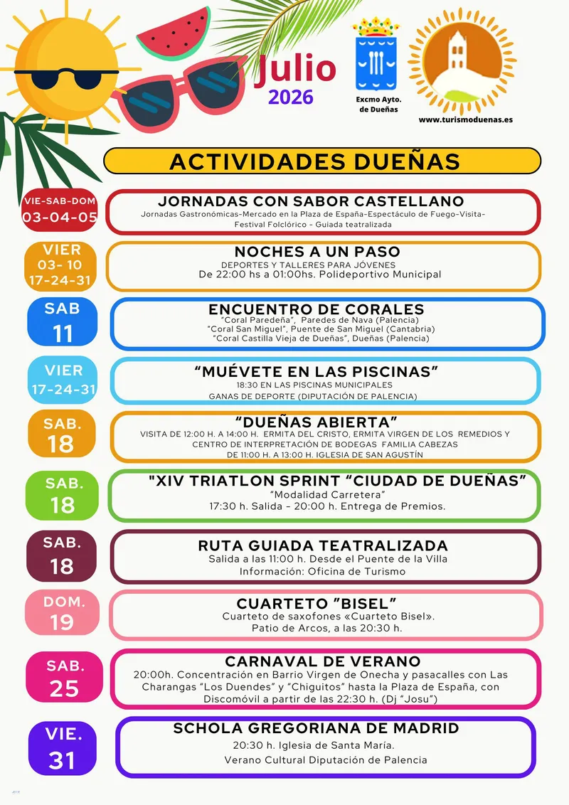 Dueñas presenta su agenda cultural y de ocio para julio de 2026