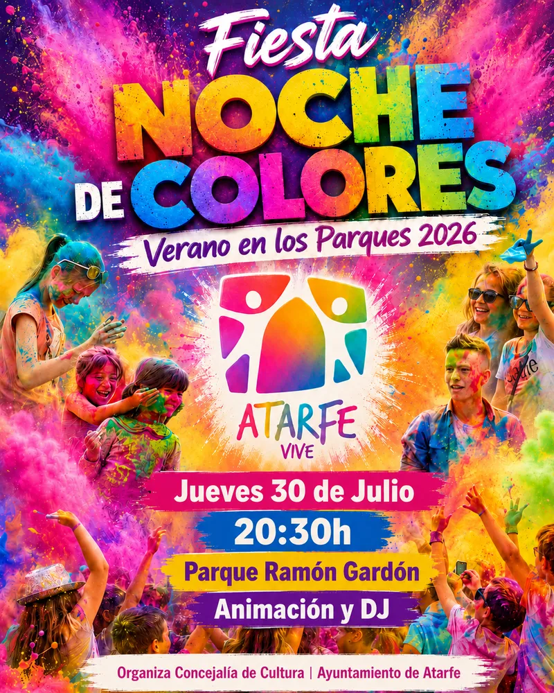 Atarfe celebra la Fiesta de la Noche de Colores para niños este jueves
