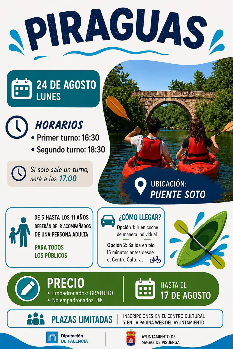 Magaz de Pisuerga ofrece una tarde de piragüismo gratuita para empadronados