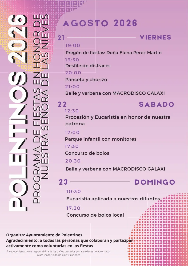 Polentinos anuncia sus fiestas patronales para agosto de 2026