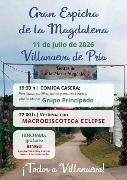 Villanueva de Pría celebra la Gran Espicha de La Magdalena con comida, música y bingo