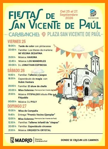 Madrid celebra las Fiestas de San Vicente de Paúl del 25 al 27 de septiembre