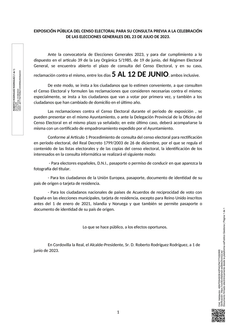 Consulta pública del censo electoral para las elecciones generales del 23 de julio