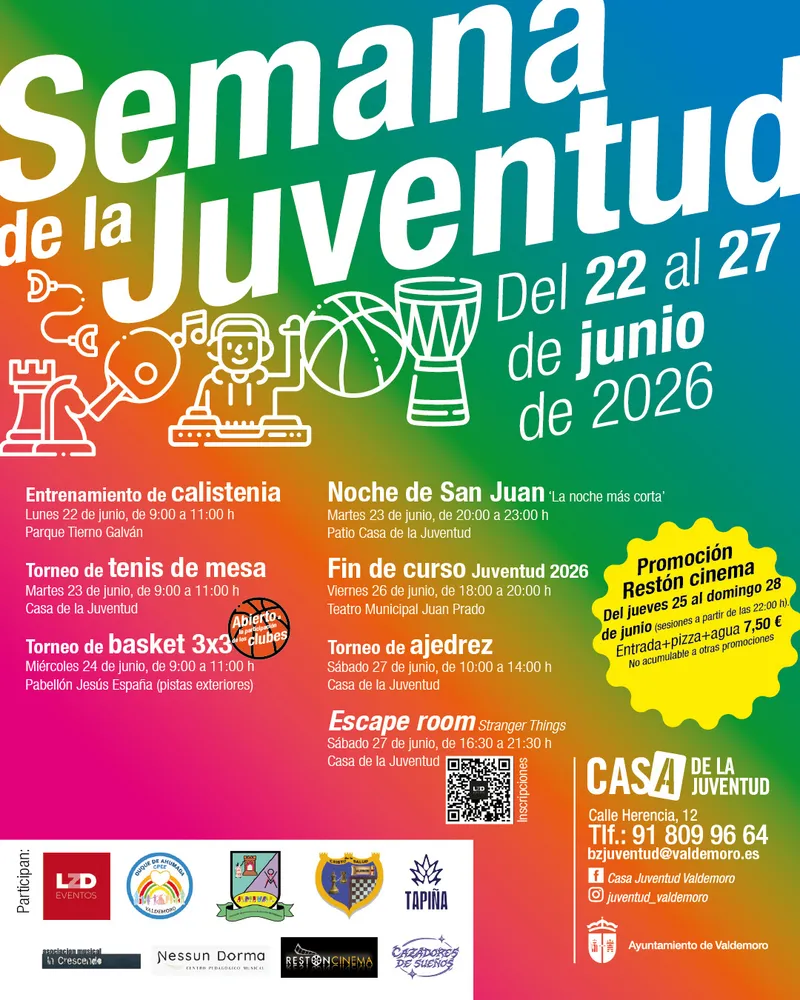 Valdemoro celebra la Semana de la Juventud con un programa repleto de actividades deportivas y culturales