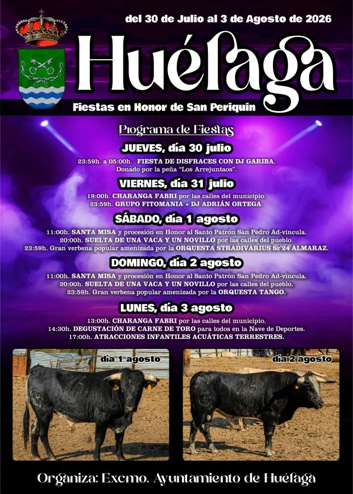 Huélaga celebra las Fiestas de San Periquín 2026 con un variado programa