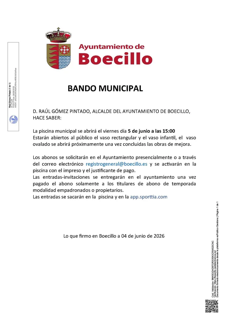 Boecillo abre sus piscinas municipales este viernes 5 de junio