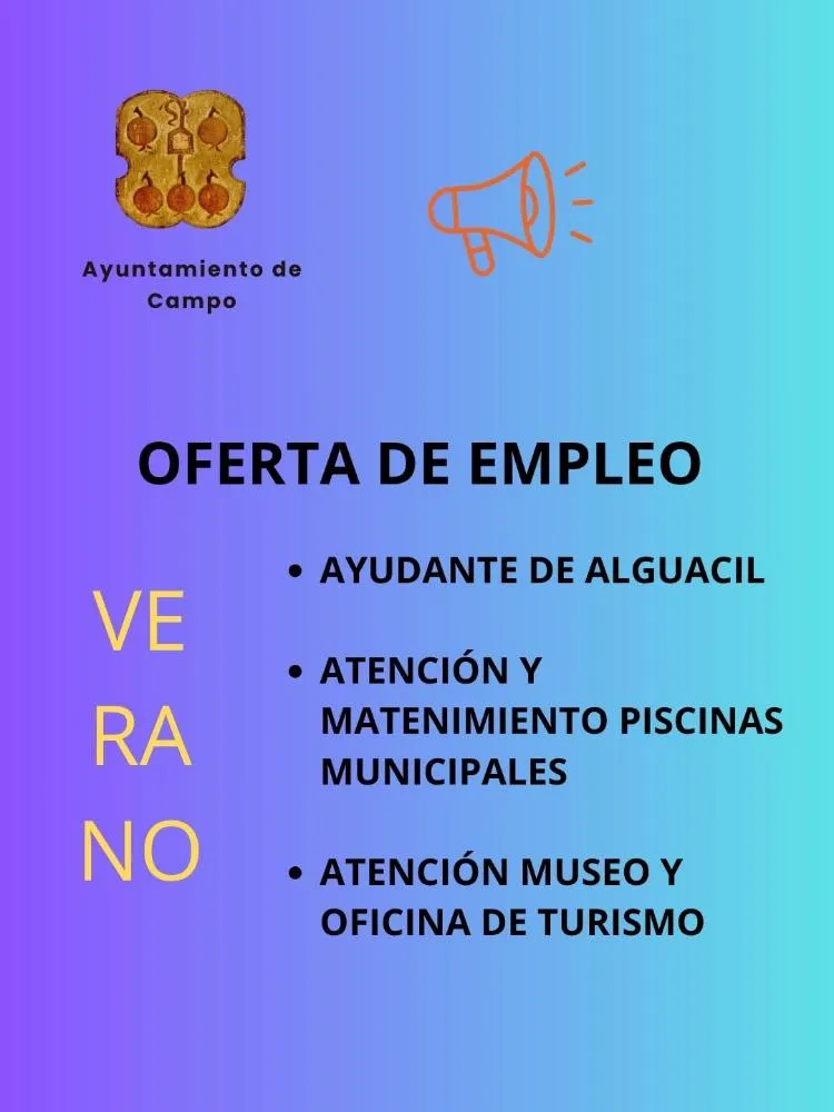 El Ayuntamiento de Campo lanza ofertas de empleo para la temporada de verano 2026