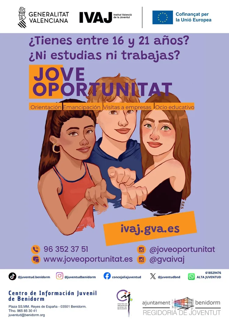 Benidorm lanza el programa JOOP para jóvenes en riesgo de exclusión educativa y laboral
