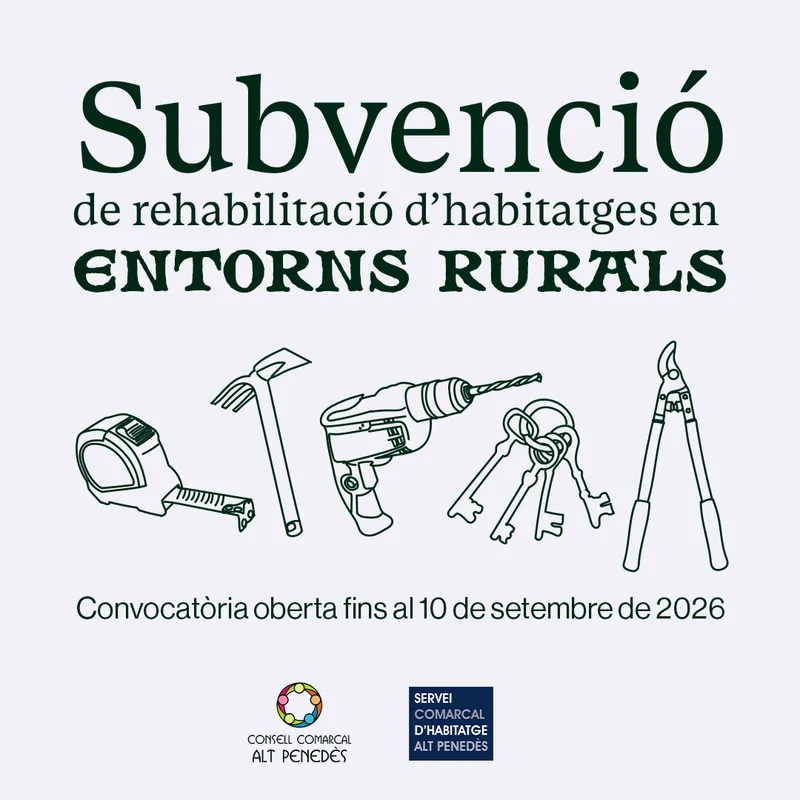 Abierta la convocatoria de ayudas para rehabilitar viviendas vacías en el entorno rural del Penedès