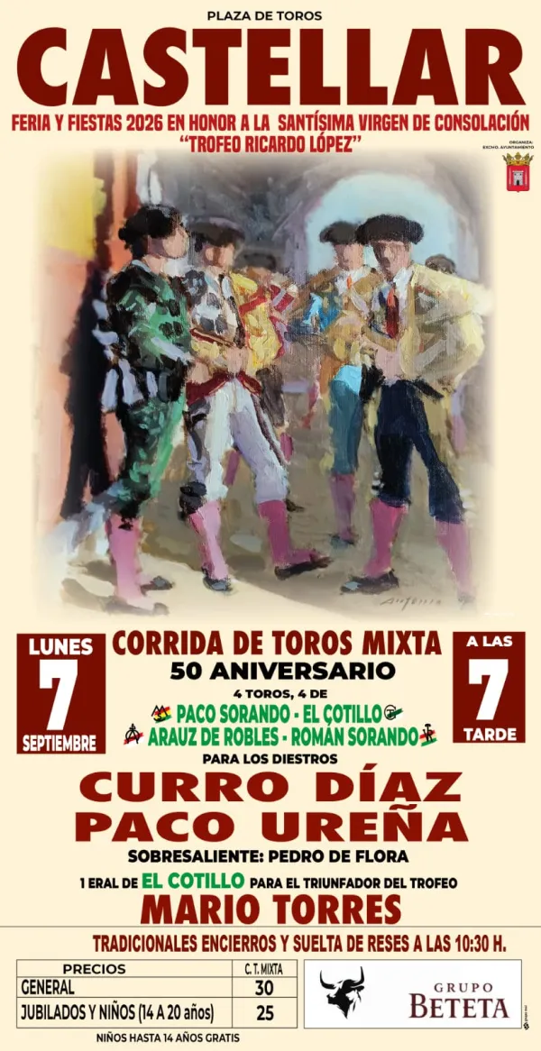 Castellar abre la venta de entradas para la corrida de toros mixta del 7 de septiembre