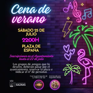 Salinas celebra su tradicional Cena de Verano el 25 de julio en la Plaza de España