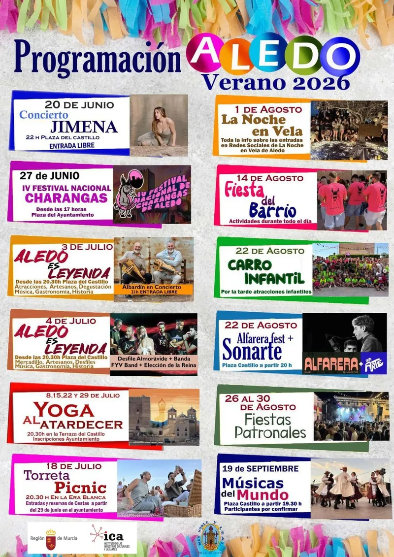 Aledo presenta su programación de actividades para el verano 2026