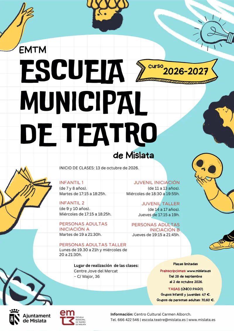 Abiertas las inscripciones para la Escuela Municipal de Teatro de Mislata