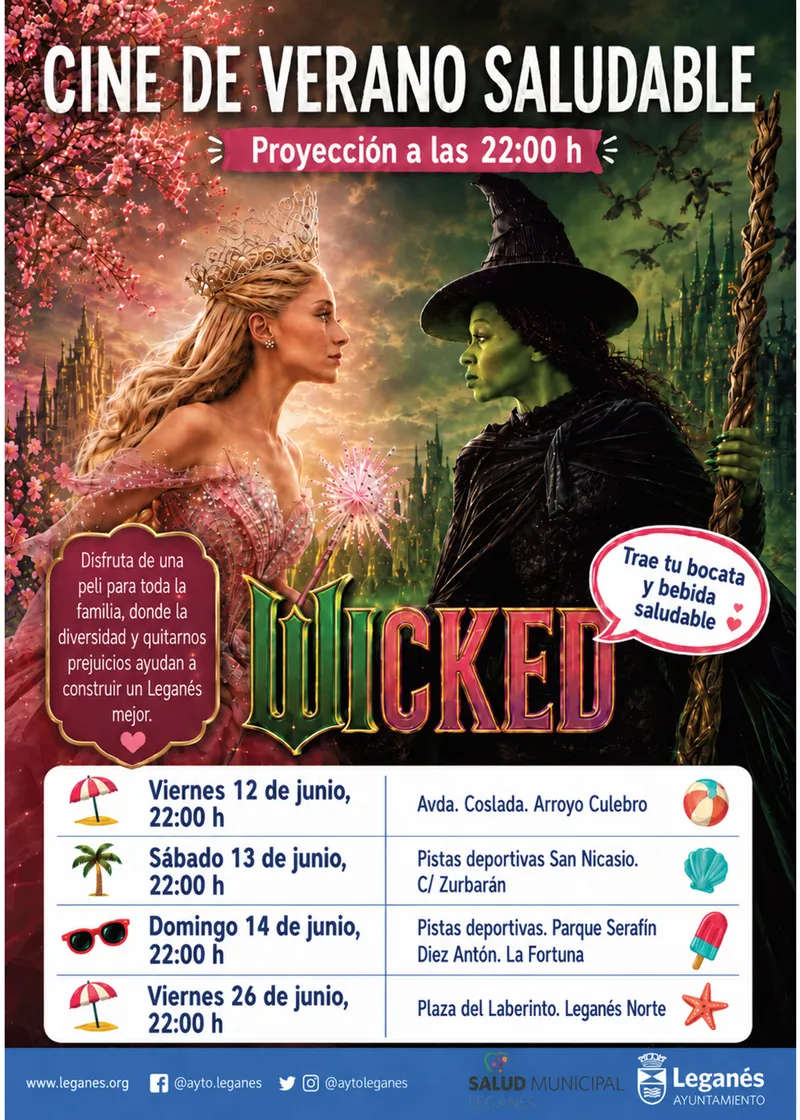 Leganés proyectará la película 'Wicked' en varios barrios para fomentar valores sociales