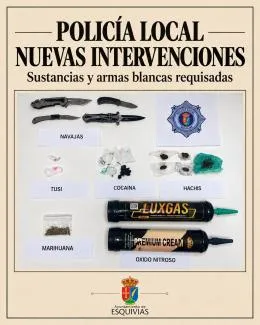 La Policía de Esquivias interviene drogas y armas blancas en varias actuaciones