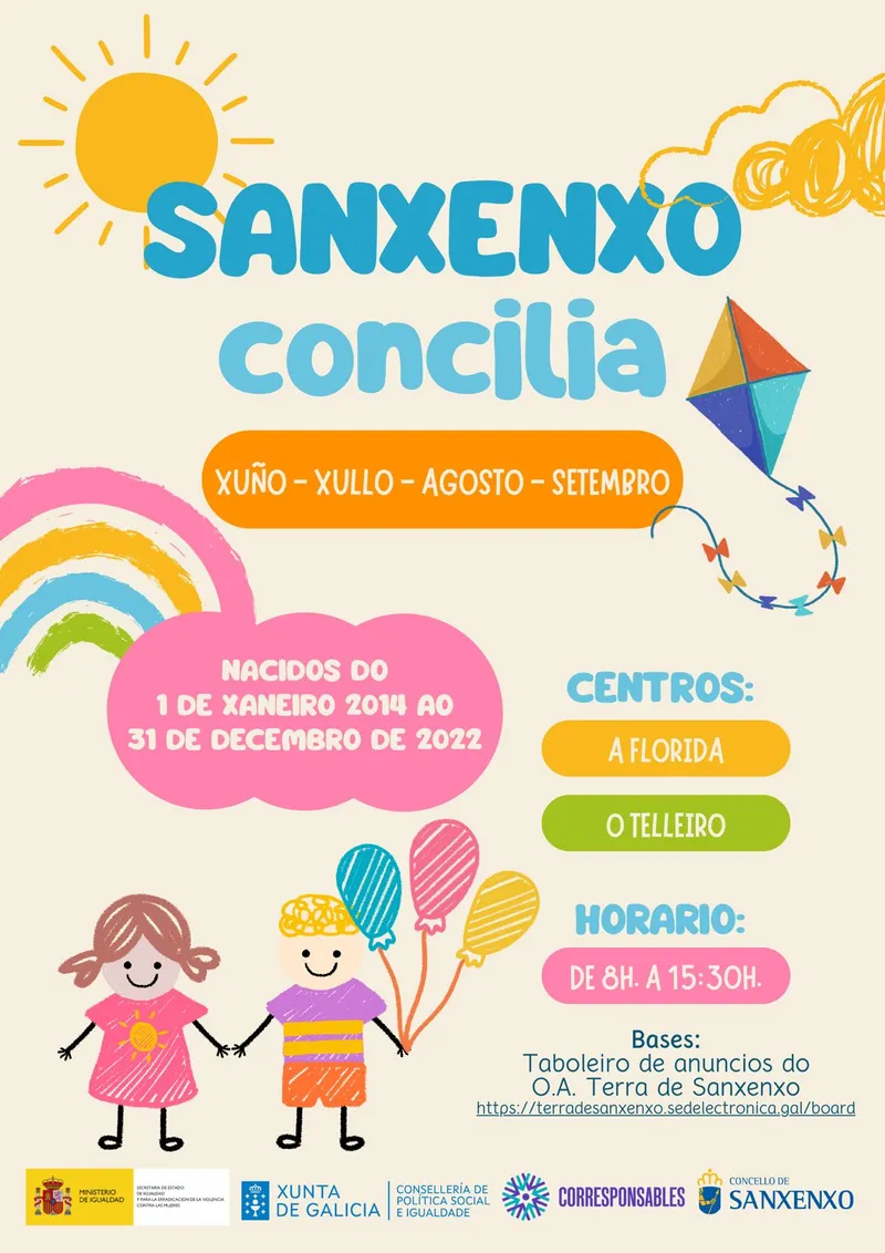Sanxenxo amplía el Plan Concilia para cubrir todo el periodo vacacional escolar