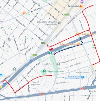 Cortes de tráfico en Castelldefels por obras en el puente de la avenida Ciutat de Màlaga