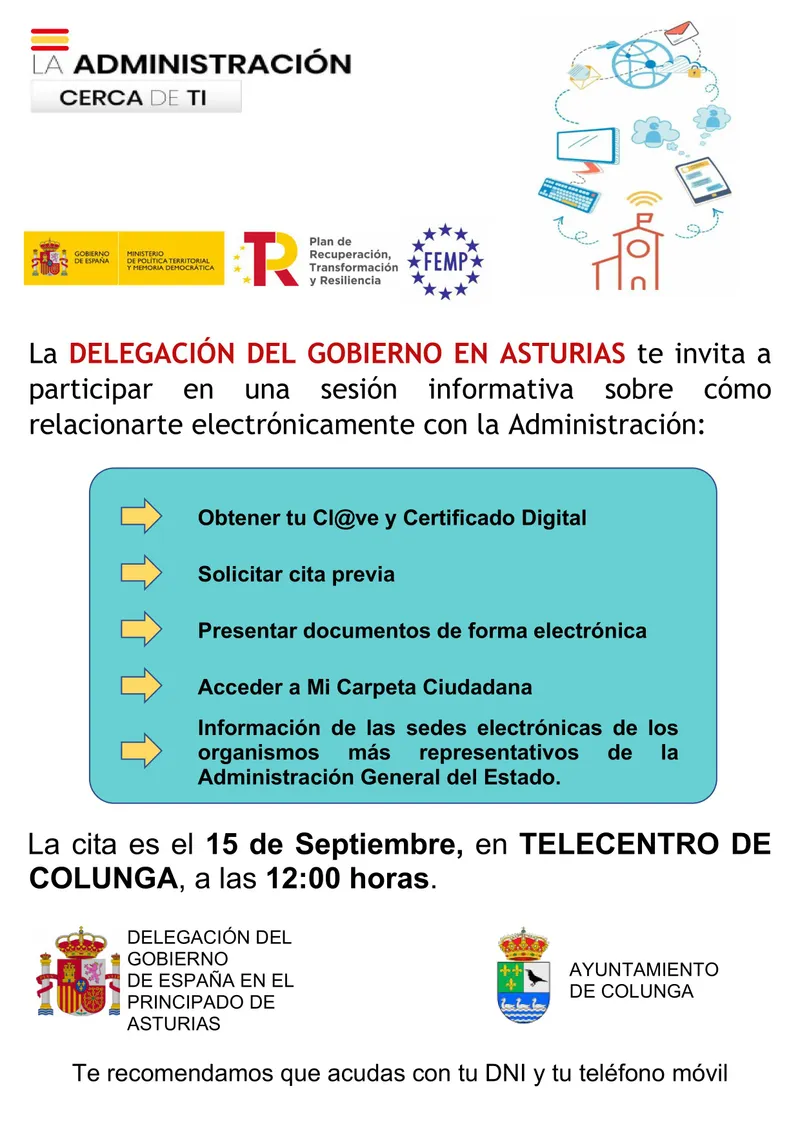 Colunga acoge una charla sobre trámites electrónicos con la Administración General del Estado