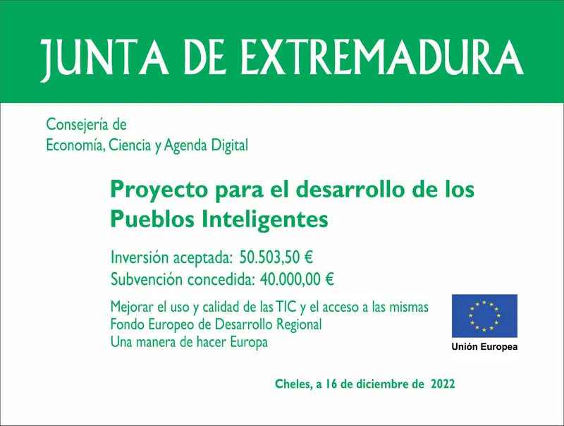 Cheles invierte 50.000€ en el proyecto de Pueblos Inteligentes con ayuda autonómica