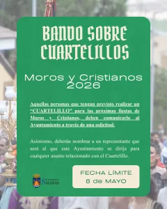 Salinas abre el plazo para solicitar cuartelillos de Moros y Cristianos 2026
