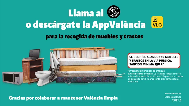 Valencia recuerda la recogida gratuita de muebles y enseres y advierte de sanciones