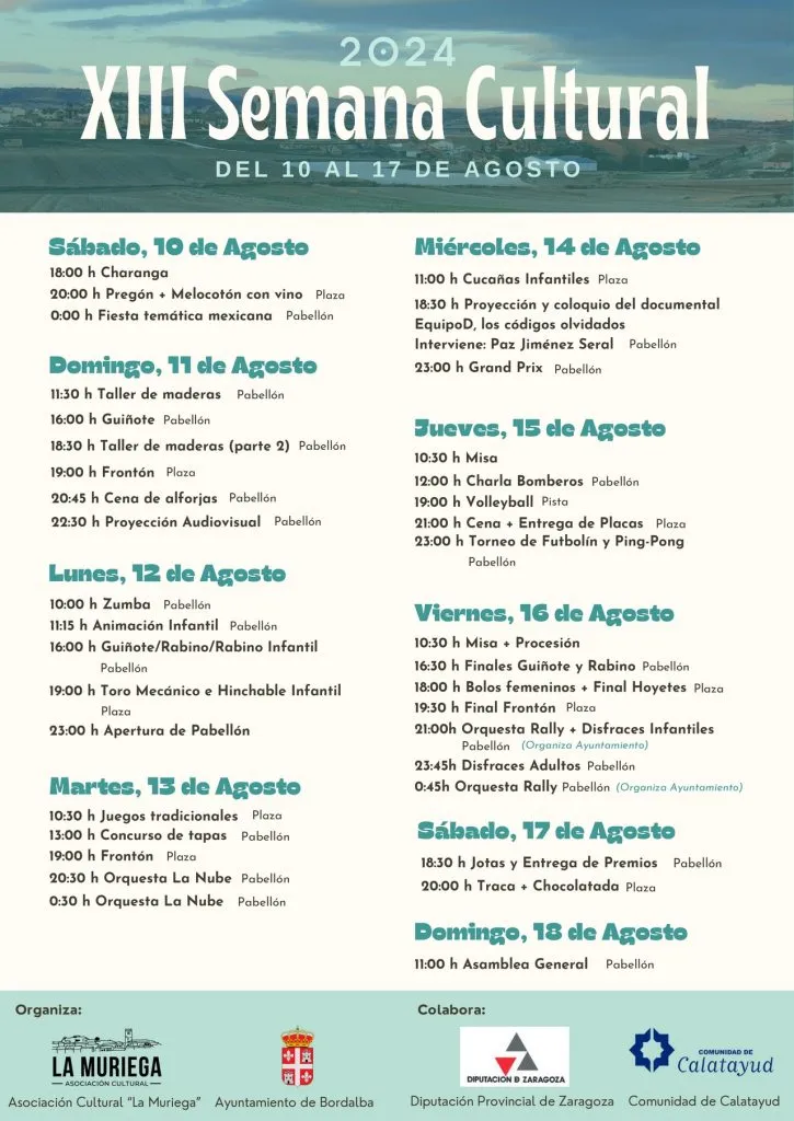 Bordalba desvela el cartel de su XIII Semana Cultural y marca la cuenta atrás