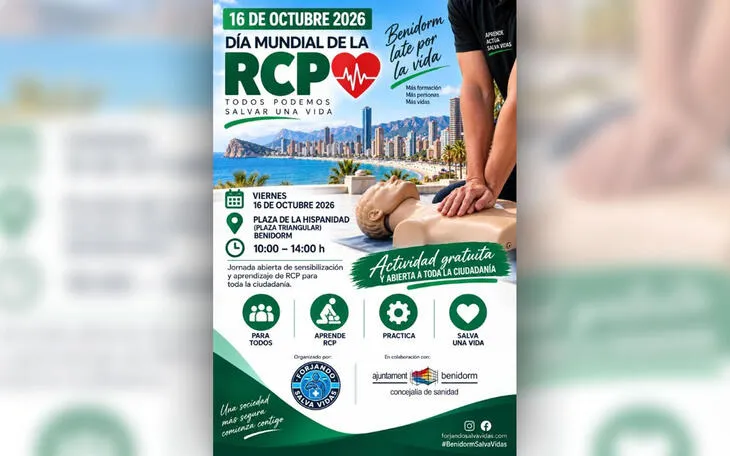 Benidorm enseña a salvar vidas con una jornada gratuita de RCP en la Plaza de la Hispanidad