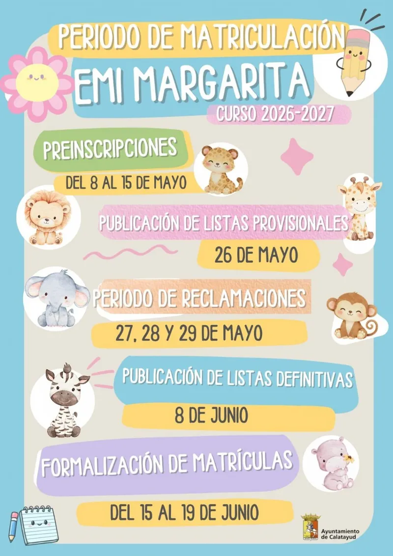 Calatayud abre el plazo de preinscripción y matriculación para la Escuela Infantil Margarita