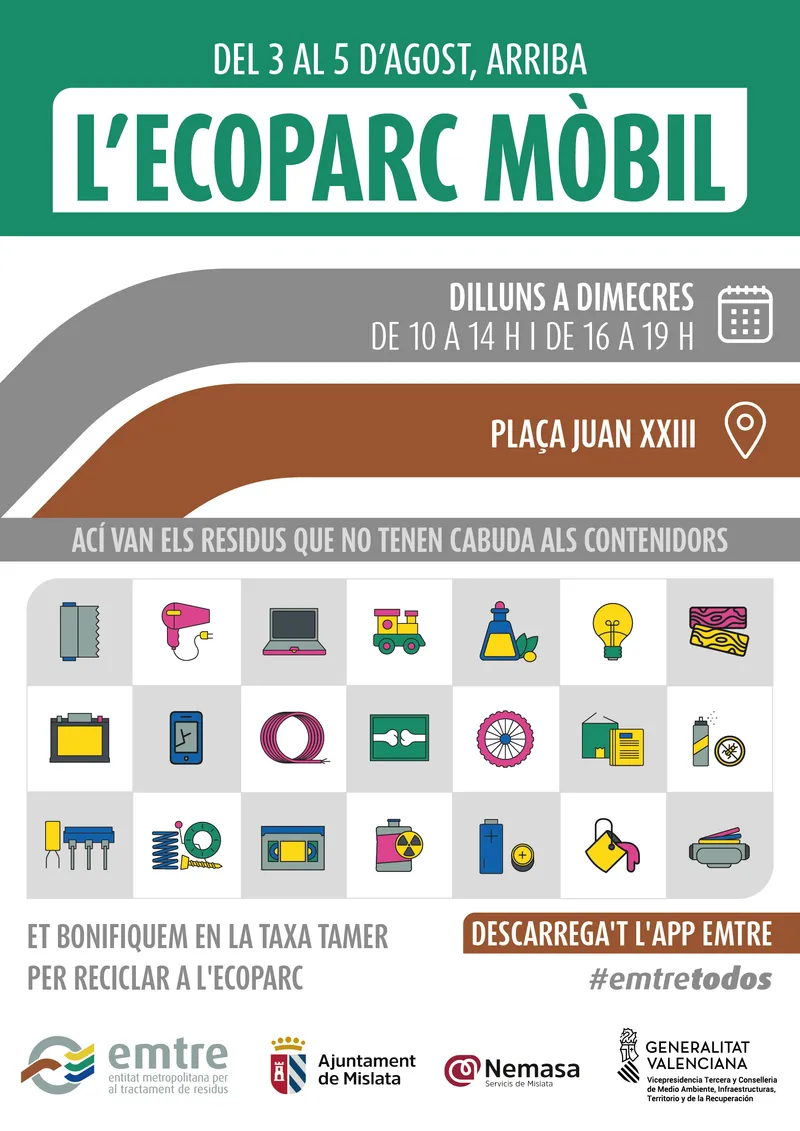 Mislata acoge el Ecoparque Móvil de EMTR para la recogida gratuita de residuos especiales