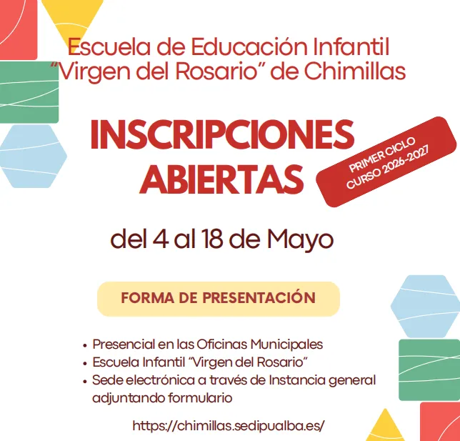 Chimillas abre el plazo de preinscripción para su Escuela Infantil Virgen del Rosario