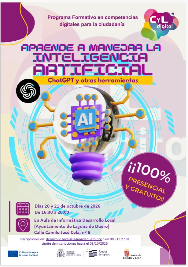 Laguna de Duero ofrece curso gratuito de Inteligencia Artificial en octubre