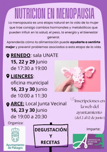 Piélagos organiza charlas sobre nutrición para aliviar la menopausia