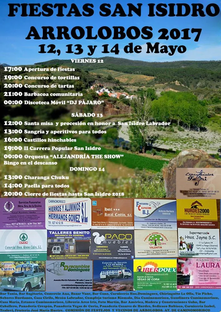 Caminomorisco celebra las fiestas de San Isidro en Arrolobos del 12 al 14 de mayo