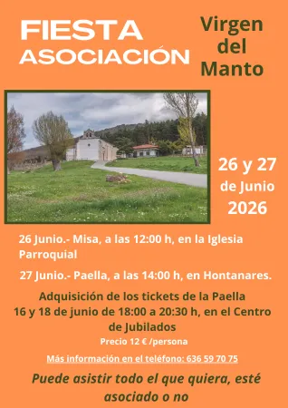 Riaza invita a la fiesta anual de la Asociación Virgen del Manto con paella popular
