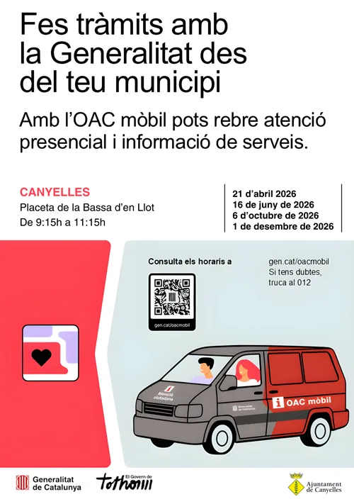 La Oficina de Atención Ciudadana Móvil de la Generalitat visita Canyelles el 16 de junio