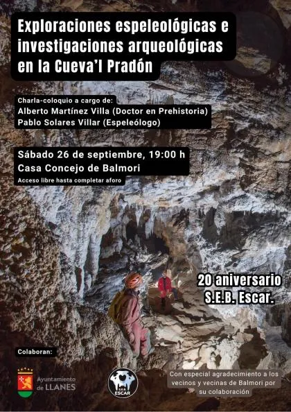 Charla sobre exploraciones espeleológicas y arqueológicas en la Cueva'l Pradón de Balmori