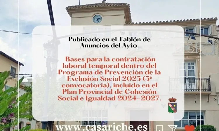 Abiertas las inscripciones para el Programa de Prevención de la Exclusión Social 2025 en Casariche