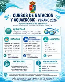 Esquivias abre inscripciones para cursos de natación y aquaeróbic de verano
