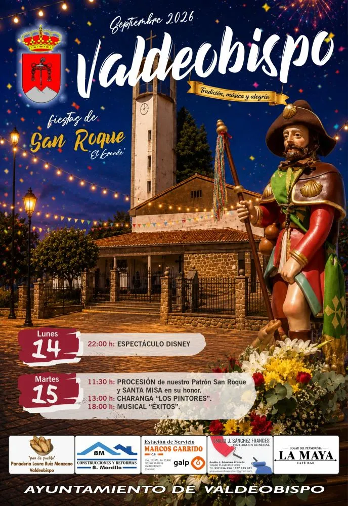 Valdeobispo celebra San Roque "El Grande" con un programa de actividades el 13 de septiembre