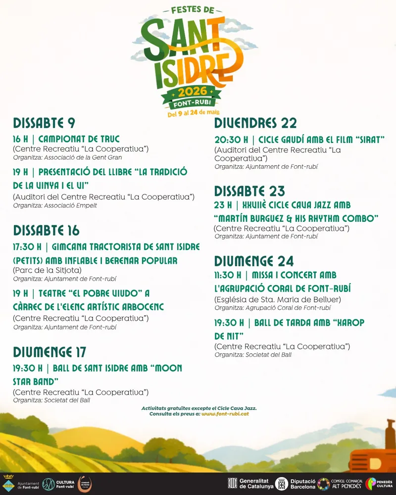 Font-rubí celebra las fiestas de Sant Isidre con un programa del 9 al 24 de mayo
